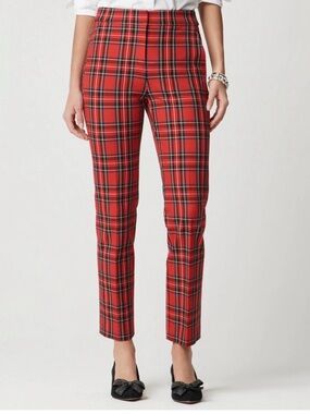 J. Crew Tartan Crop Straight Winnie Pant Red Black Multi Size 6